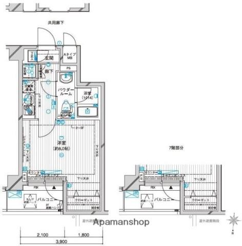 メインステージ錦糸町アヴァンセ(1K/3階)の間取り写真