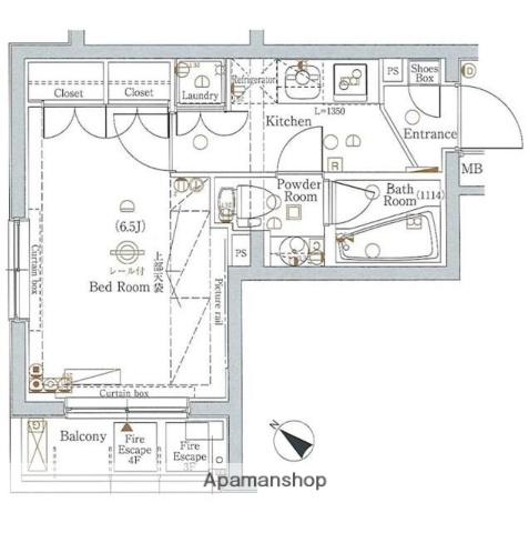 AXAS豊洲アジールコート(1K/3階)の間取り写真