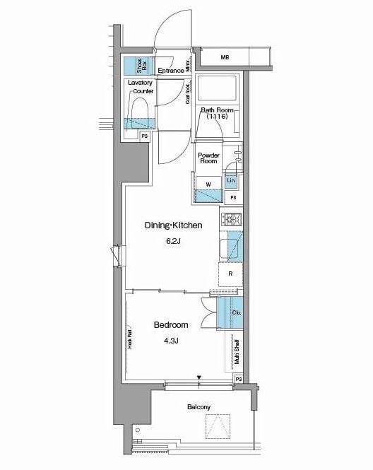 ルフォンプログレ蔵前ナチュール(1DK/8階)の間取り写真