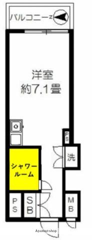 レジデンス上野(ワンルーム/6階)の間取り写真