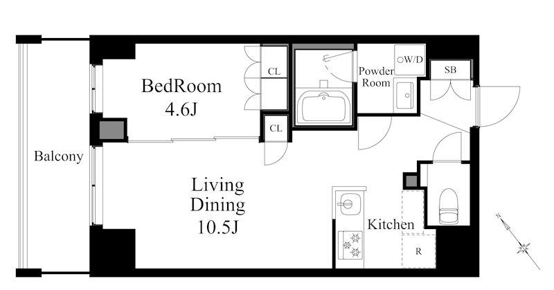 ラティエラ上野入谷(1LDK/11階)の間取り写真