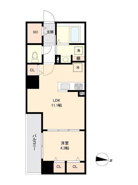 リテラス森下(1LDK/2階)の間取り写真