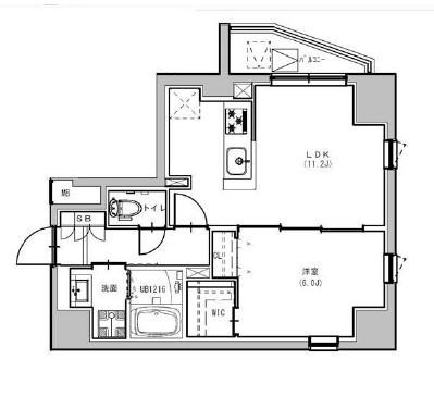 S-RESIDENCE浅草FIORE(1LDK/3階)の間取り写真