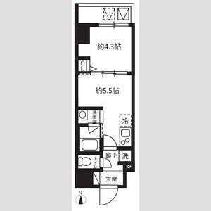 ハーモニーレジデンスグローバルキャピタル(1DK/11階)の間取り写真