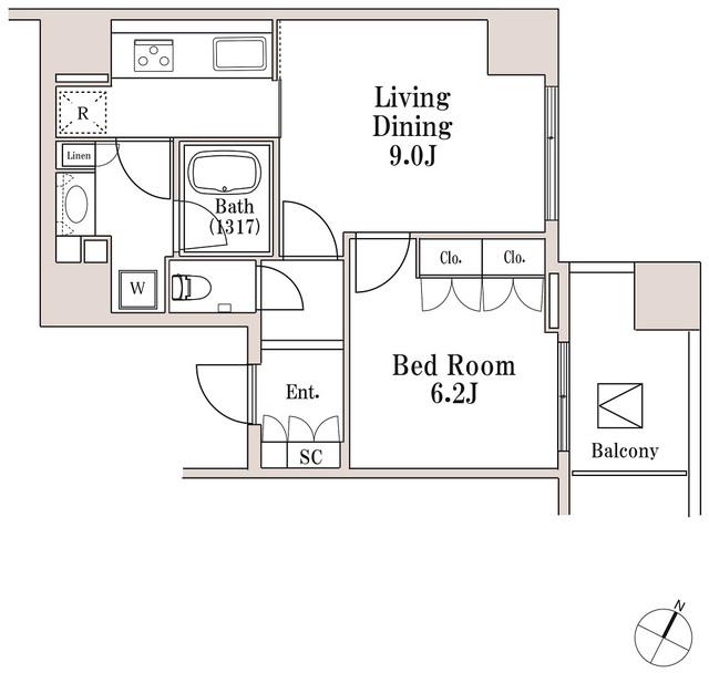 LASANTE一番町(1LDK/4階)の間取り写真