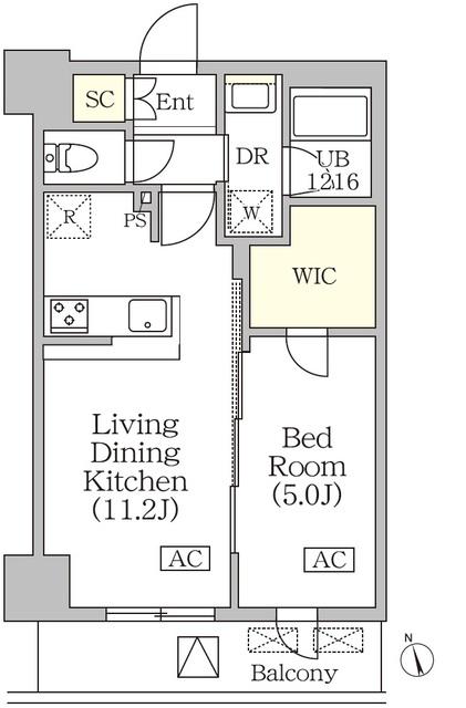 BRICK RESIDENCE 築地明石町(1LDK/8階)の間取り写真