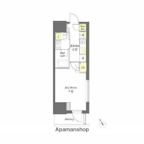プライムメゾン門前仲町(1K/10階)の間取り写真