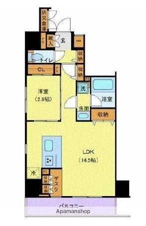 THE LOG日本橋(1LDK/8階)の間取り写真