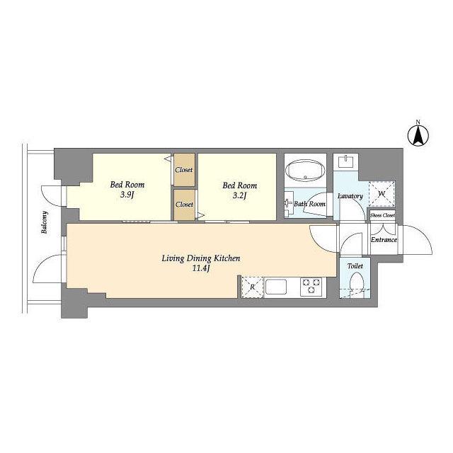 ドゥーエ南砂町Ⅱ(2LDK/6階)の間取り写真