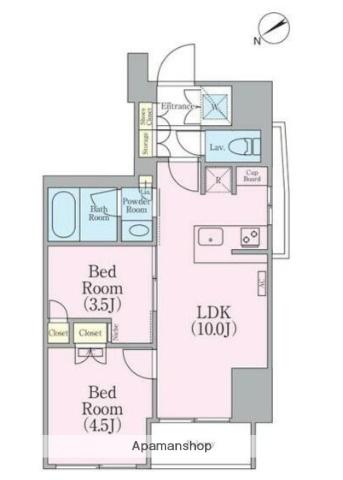 クレストコート蔵前レジデンス(2LDK/9階)の間取り写真