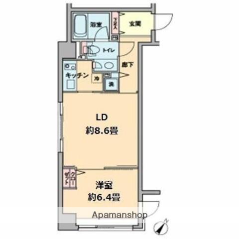カスタリア水天宮(1LDK/9階)の間取り写真