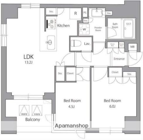 オーパスレジデンス日本橋水天宮(2LDK/4階)の間取り写真