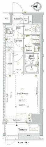 AXAS IARETH西大島(1K/1階)の間取り写真