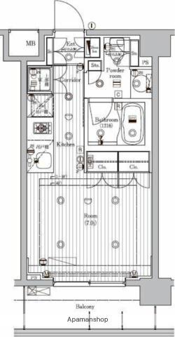 PREMIUM CUBE 菊川(ワンルーム/3階)の間取り写真