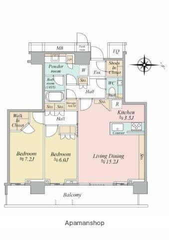 ザ・パークハウス晴海タワーズティアロレジデンス(2LDK/36階)の間取り写真