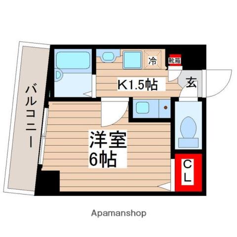 モンシェール錦糸町弐番館(1K/2階)の間取り写真