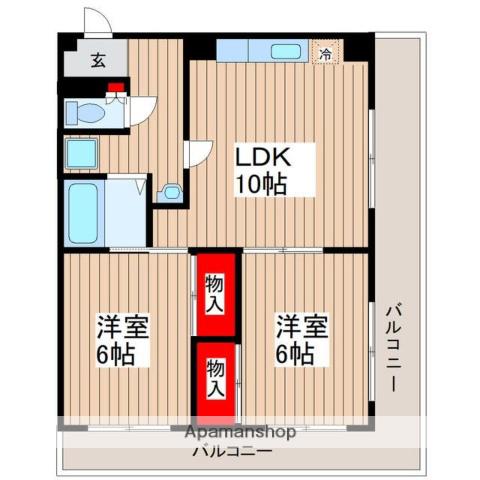 ホワイトコートⅢ(2LDK/8階)の間取り写真