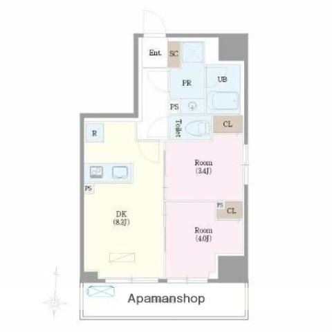 ロイジェント扇橋(2DK/4階)の間取り写真