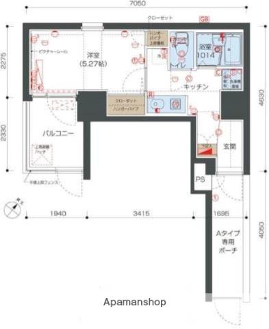 リヴシティ向島(1K/1階)の間取り写真