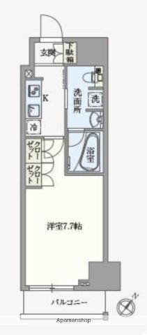 アジールコート汐浜キャナル(1K/2階)の間取り写真