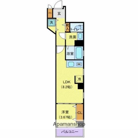 ゼファーズ日本橋浜町(1LDK/6階)の間取り写真