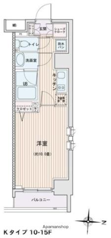 エスティメゾン錦糸町2(1K/10階)の間取り写真