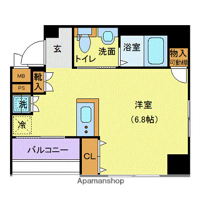 ガリシア日本橋水天宮Ⅱ(1K/4階)の間取り写真
