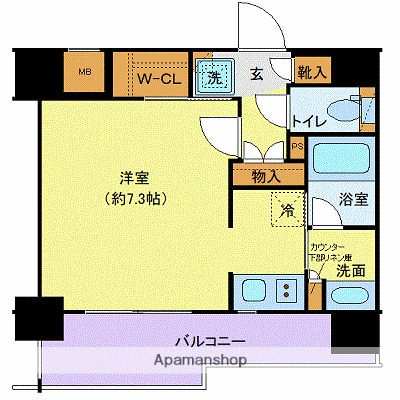 ジェノヴィア水天宮前スカイガーデン(ワンルーム/6階)の間取り写真