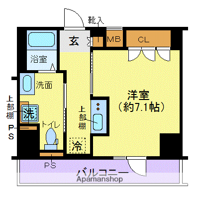 ジェノヴィア東日本橋駅前グリーンヴェール(1K/8階)の間取り写真