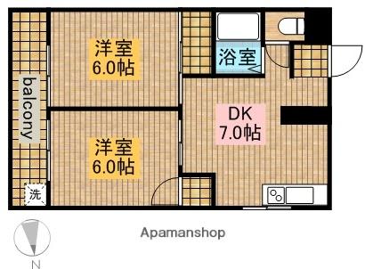 菊川ハイム(2DK/2階)の間取り写真