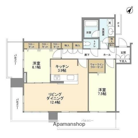 リガーレ日本橋人形町(2LDK/15階)の間取り写真