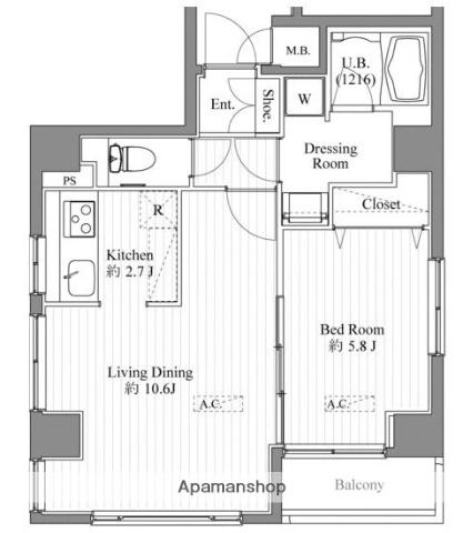 ハーモニーレジデンス月島002(1LDK/8階)の間取り写真