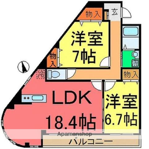 ベル・ミーキ(2LDK/1階)の間取り写真