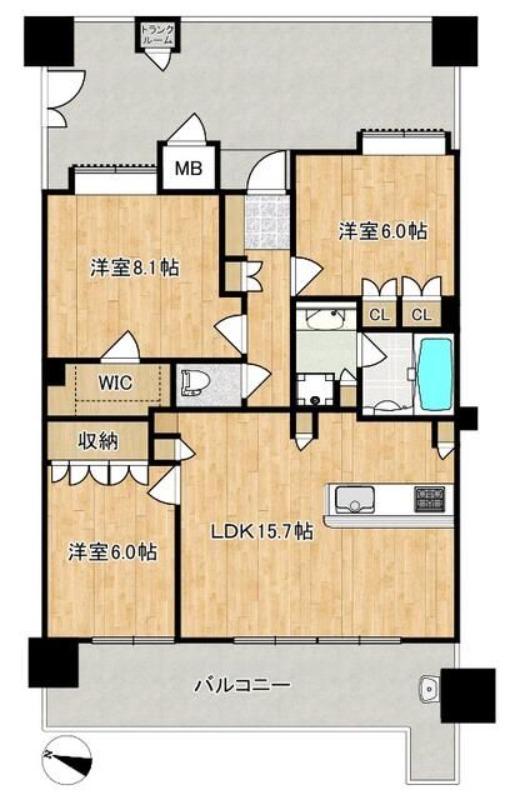 アルファグランデ篠崎(3LDK/12階)の間取り写真