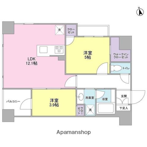 LUPINUS COURT(2LDK/9階)の間取り写真