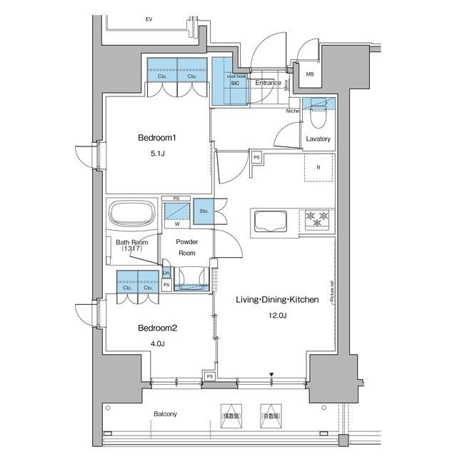 ルフォンプログレ秋葉原マークス(2LDK/7階)の間取り写真