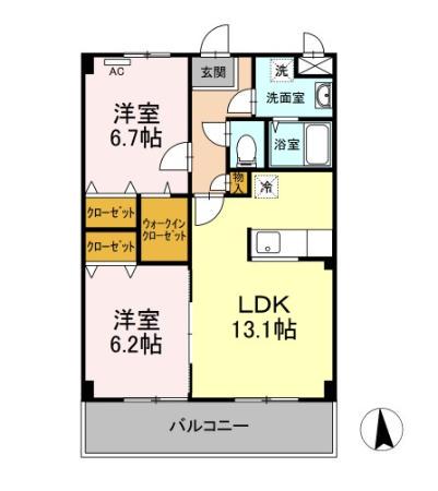 サンモールスクエア(2LDK/3階)の間取り写真