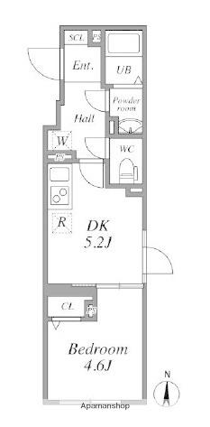 レピュア両国レジデンスⅡ(1DK/3階)の間取り写真