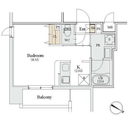 カスタリア人形町Ⅲ(1K/8階)の間取り写真