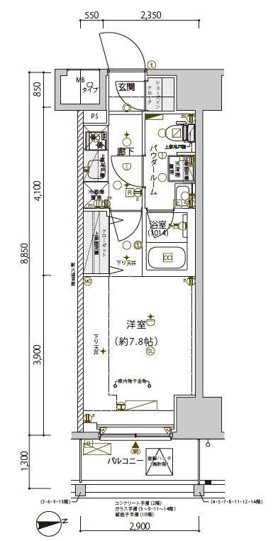 メインステージ南砂町Ⅱ(1K/2階)の間取り写真