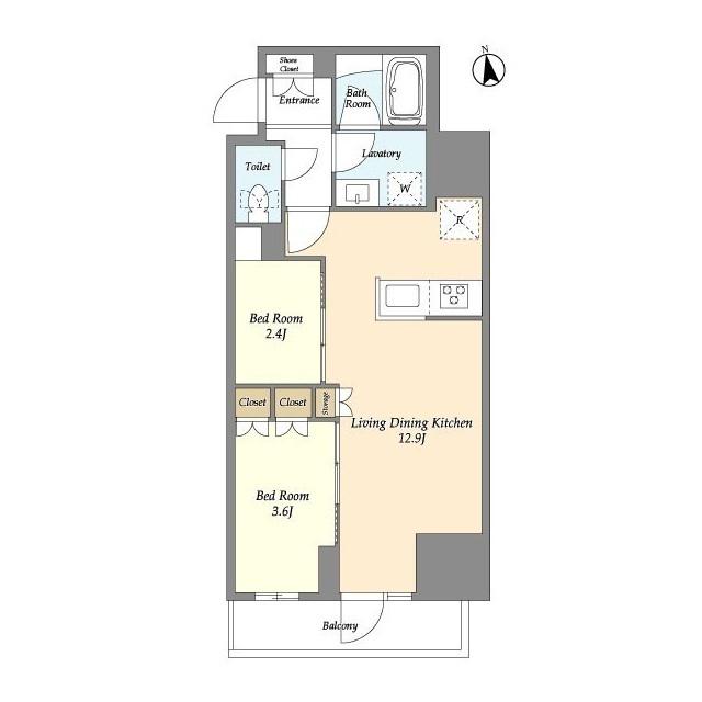 グランカーサ船堀Ⅰ(2LDK/13階)の間取り写真