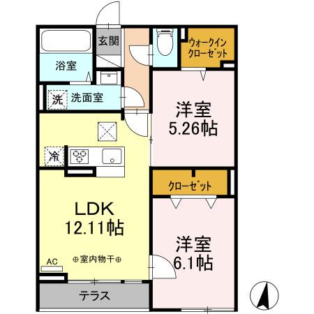 サクラガーデン西葛西(2LDK/1階)の間取り写真