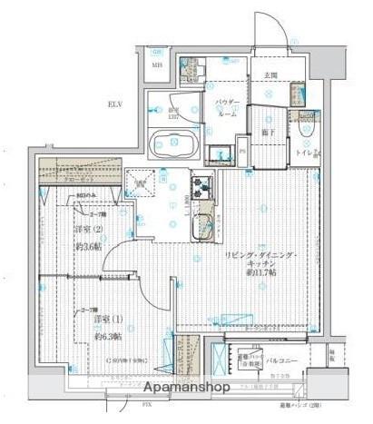 アスブルーム奥浅草(2LDK/4階)の間取り写真