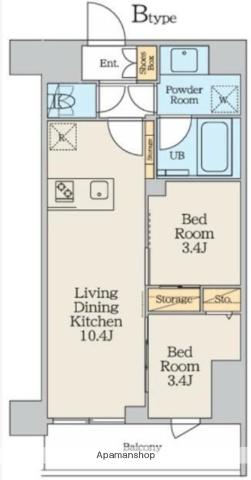 クレストコート本所吾妻橋ノース(2LDK/11階)の間取り写真