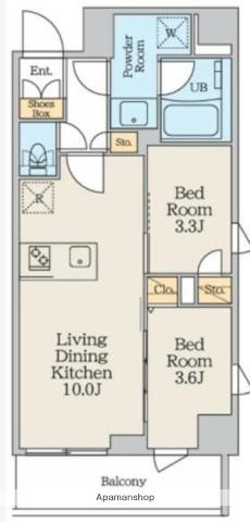クレストコート本所吾妻橋ノース(2LDK/11階)の間取り写真