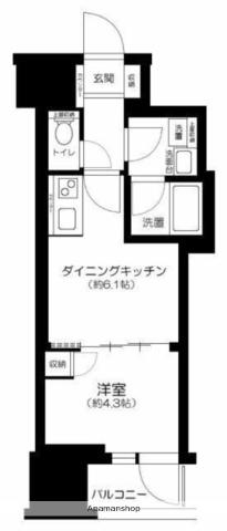 ライオンズミレス蔵前(1DK/7階)の間取り写真