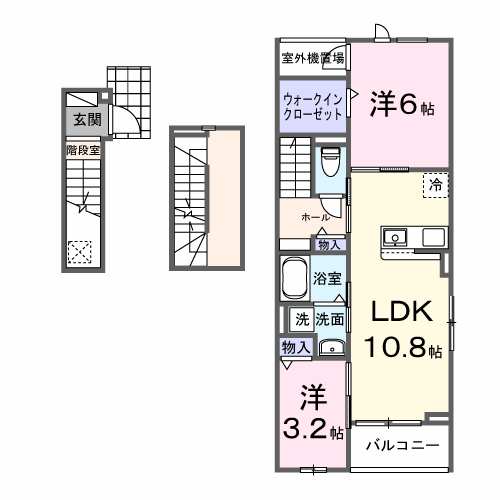 アンソレイユ(2LDK/3階)の間取り写真