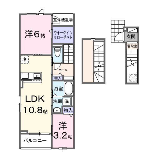 アンソレイユ(2LDK/3階)の間取り写真