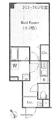 コーラルテラス南砂(1K/3階)の間取り写真
