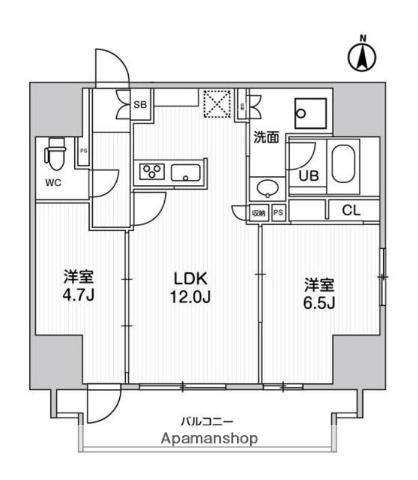 エスタート入谷2(2LDK/8階)の間取り写真